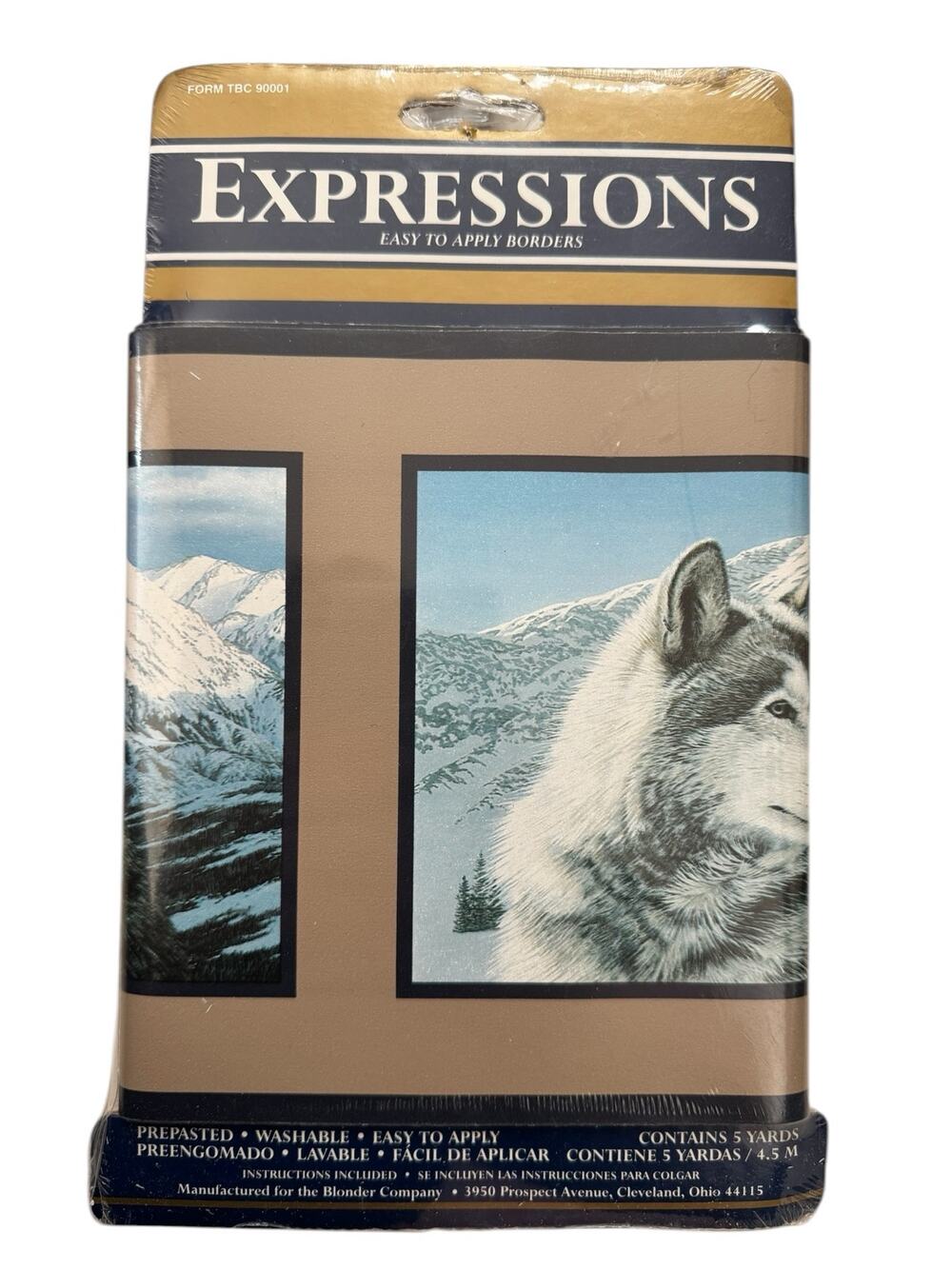 Vintage *NEW* EXPRESSIONS Wolf Mountain Border Wallpaper Prepasted 5 Yards